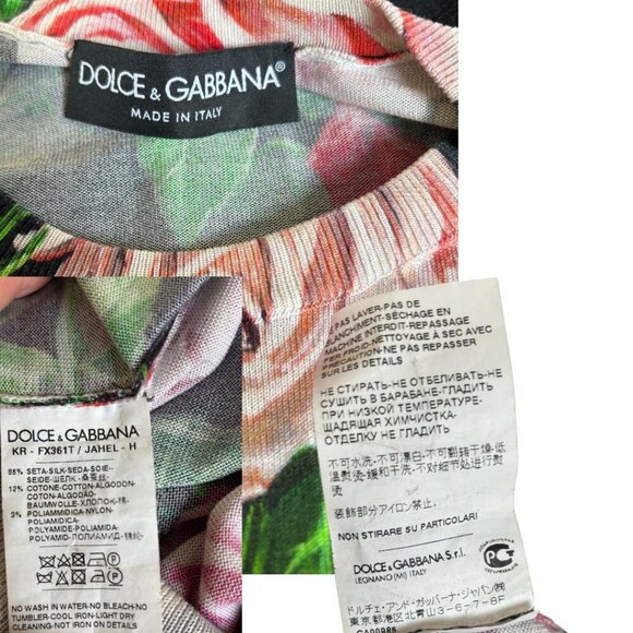 AUTHENTIC DOLCE & GABBANA SILK BLACK LACE ROSES KNIT TOP M/L $1,512 - Picture 9 of 9